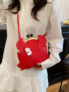 Women's Leather Cute Crab Mini Chain Crossbody Shoulder Bag, Perfect for Commuting, Shopping, Parties, Travel, All Seasons
