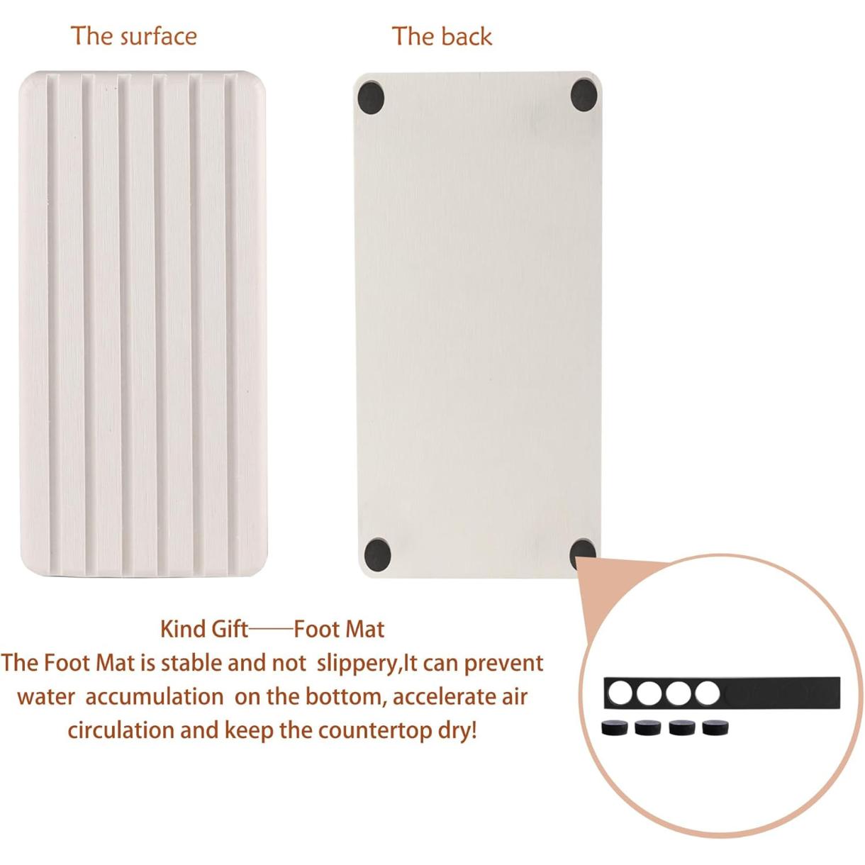 2 PCS Water Absorbent Diatomite Coasters Rectangle, Grooved Design, Water Absorbing Stone Used for Hand Soaps & Plants & toiletries in The Modern Home