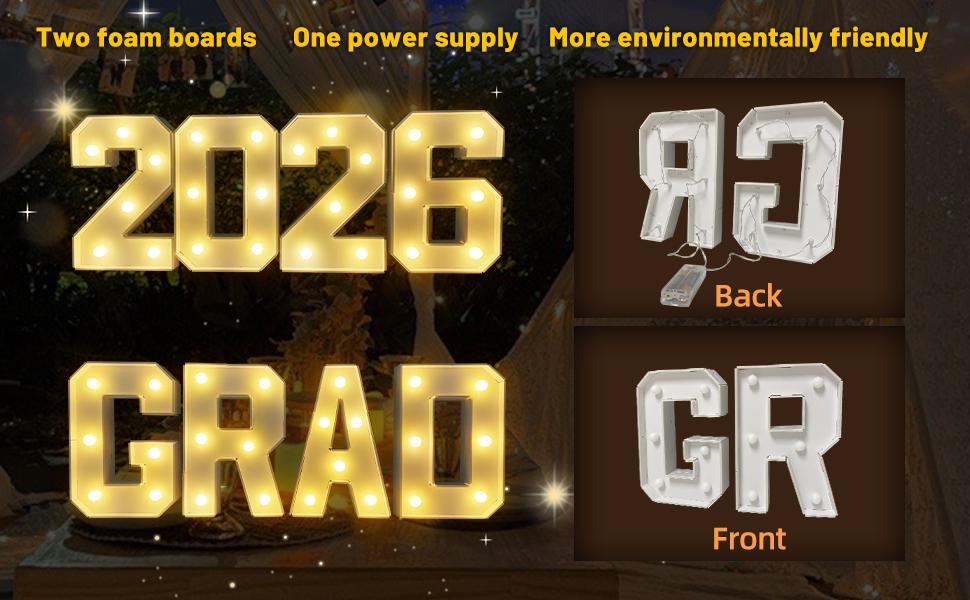 2026 Graduation Decorations - 1FT Marquee Light Up Number For 2026 Graduation Decorations , Suitable For Decoration At Kindergarten, Preschool, High School, And College Graduation Parties
