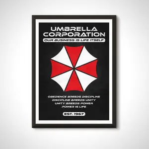 Resident Evil Movie Gaming Poster: Umbrella Corporation Retro Ad Wall Art Print