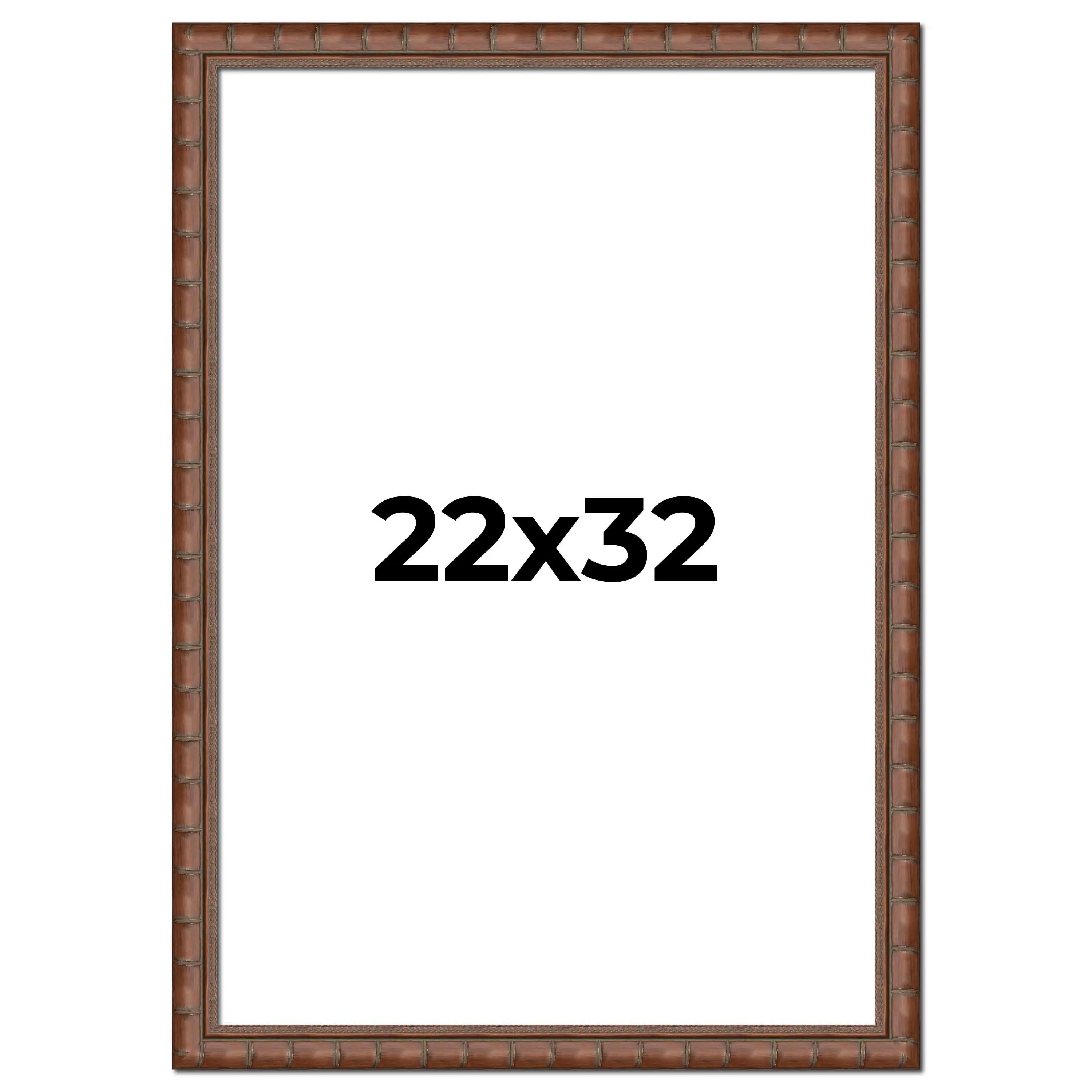 22x32 Brown Modern Bamboo Picture Frame - UV Acrylic, Foam Board Backing, Hanging Hardware