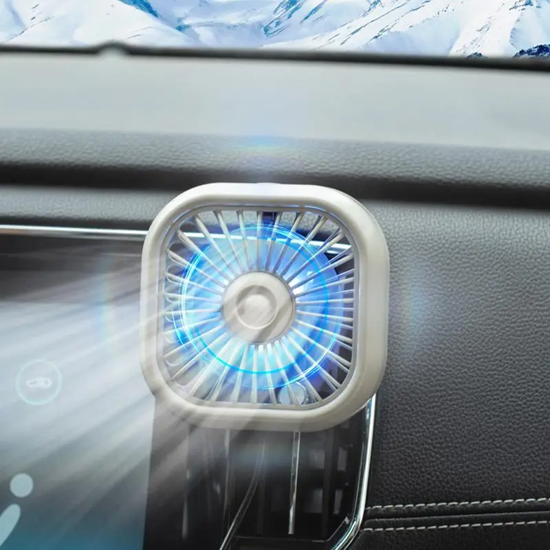 Mini Car Air Outlet Cooling Fan, USB Powered Car Air Outlet Mini Air Conditioner, Quiet Operation, Portable, Easy To Install, Colorful Light for Vehic