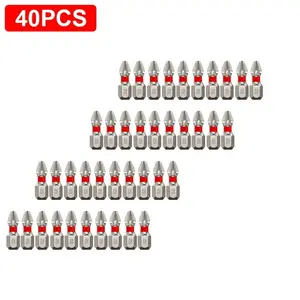 K7 40-Piece Hardness Dual Groove Anti-Slip Electric Screwdriver Set, Ph2 Impact Bits, Metal Cross Screwdrivers with Hex Handle, Tool Kit