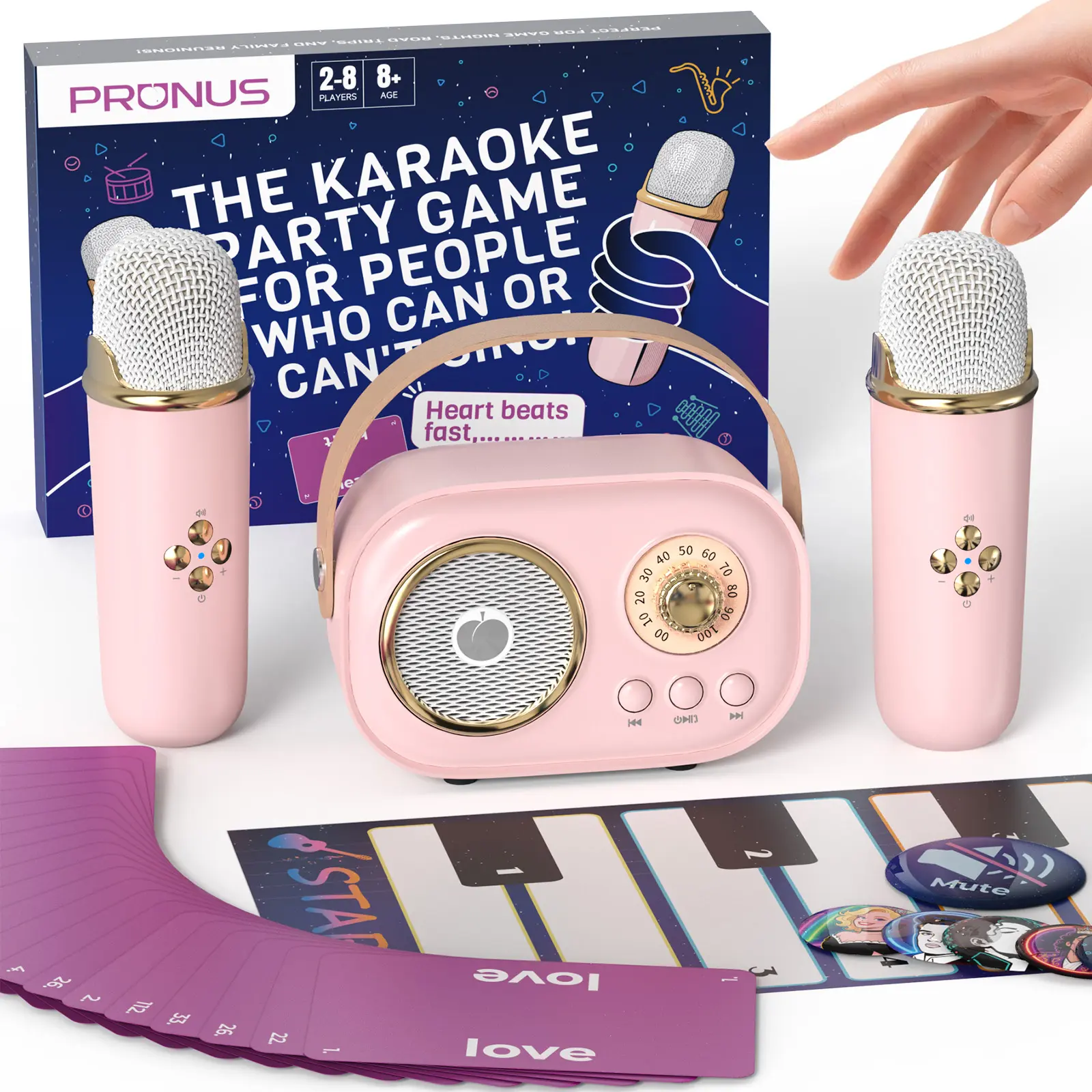 PRUNUS C20 Mini Karaoke Machine Portable Bluetooth Speaker with Wireless Microphone 6 Sound Modes for Adults&Kids Birthday Home Farmily Friends Party Gifts for Girls Boys Friends Ktv speaker