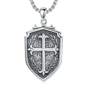 Cross Necklace 925 Sterling Silver Cross Pendant Fathers Day Birthday Gifts for Men Gifts for Father Gifts for Dad