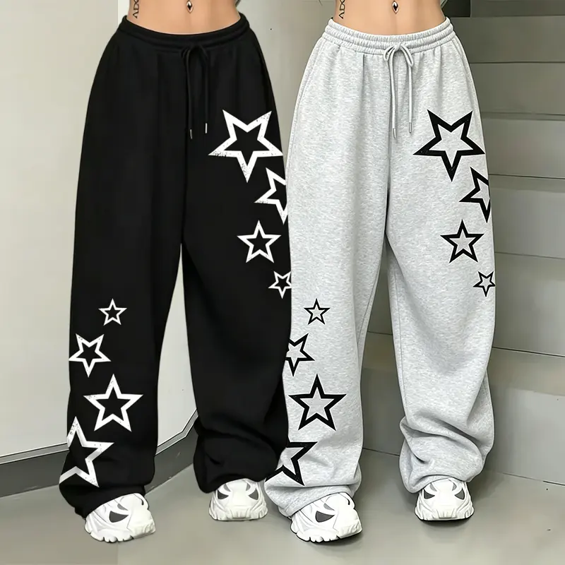 Women's 2-Pack Casual Loose Athletic Cotton Joggers - Drawstring Waist, Female Sporty Chic Trousers, Comfortable All Day for Outdoors Workout, Daily Commuting