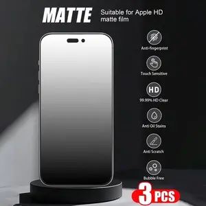 3-Pack Matte HD Tempered Glass Screen Protector for iPhone 17 16 15 14 13 12 11 Plus Mini XR XS Max, 9h Scratch-Resistant Full Coverage