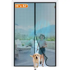 MAGZO Magnetic Screen Door Fit Door Size 36 x 82 Inch, Screen Size 38" x 83" Strong Magnet Door Mesh with Reinforced Hook & Loop for Patio Door, Front Door, Doorway, Black