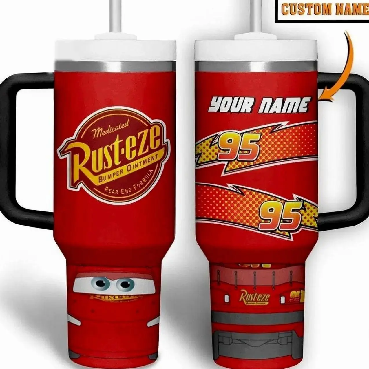 Custom Car Tumbler 40Oz, Personalized Tumbler With Handle, Cars Movie Lover Gifts