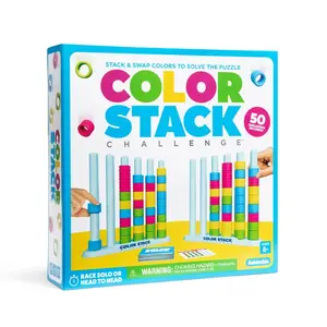 Color Stack Challenge – Easter Basket Stuffers for Kids, A Fast-Paced Color Matching Puzzle Game for Fun Easter Family Game Night, Includes 2 Stack Racks, 50 Challenge Cards, & 80 Rings