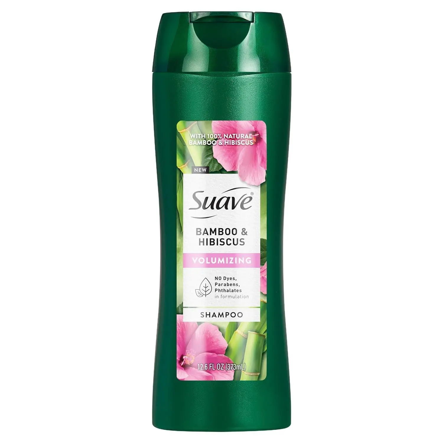 Suave Bamboo & Hibiscus Volumizing Haircare Cleanser Shampoo - Floral Scent, Daily Use for Fine Hair, 12.6 Fl Oz (Pack of 1), Gentle, Conditioner, Nourishing, Natural Blends
