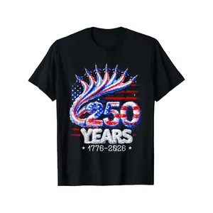 250 Years American Flag 1776-2026 250Th Birthday 4Th July T-Shirt 250Th Anniversary America 1776-2026 USA Flag Independence Day T-Shirt Fashionable And Casual Round Neck Tee Unisex Holiday Gift, Casual Outing, 2026 New Style T-Shirt 180G