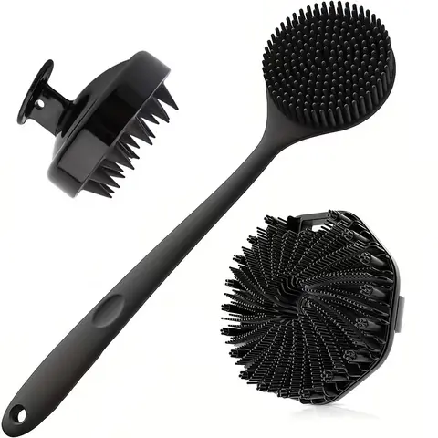 Silicone Bath Brush Set, Eco-Friendly Cleansing Tools with Soft Bristles, Non-Slip Durable Lightweight Body Scrubber, Exfoliating Sponge for African Sensitive Skin (Home Bathroom Use)