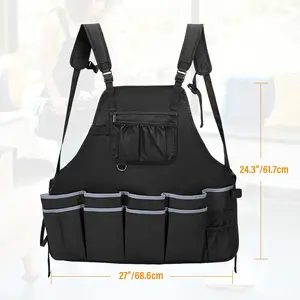Large Cleaning Apron with Dual Straps, Water-Resistant, Multiple Pockets for Housekeeping Supplies, for Women & Men.