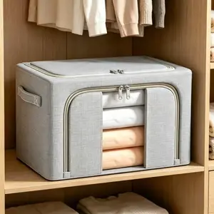 Minimalist Oxford Cloth Storage Box, Home Storage, Large Capacity Closet Organizer for Clothes, Blankets, Toys, Dust-Proof Dual Door Design, Practical Moving Pack