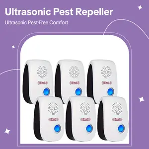 6-Pack Indoor Ultrasonic Plug-in Pest Repellent, Electronic Insect Repeller for Roaches, Spiders, Ants, Mosquitoes, Mice - Household Protection for House, Kitchen