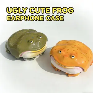 Photo Props Ugly Frog Airpods Case, Cute Resin Abstract Protective Cover, Fashion Frog Earphone Case for All Apple Airpods Models, Shockproof Unique Design, Stylish Resin Cover for Apple Headphones