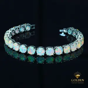 Natural White Opal Tennis Bracelet, October Birthstone, Opal Jewelry, Opal Bracelet- Perfect Birthday or Anniversary Gift - White October Birthstone - Opal Jewelry - Unisex Gift