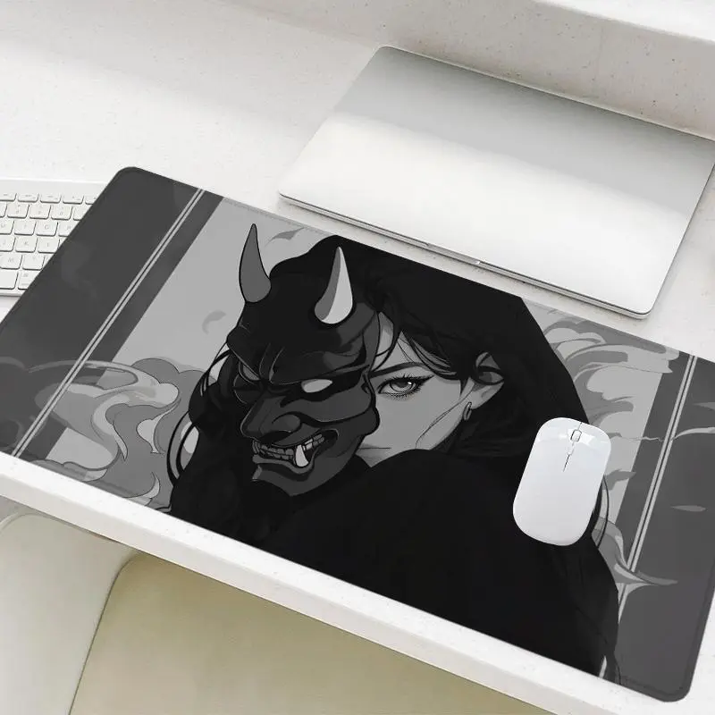 Anime Oni Pattern Mouse Pad, Rectangle Gaming Mouse Pad, Non-Slip Stitched Edges Mousepad, Computer Mouse Pad, Mouse Pad For Laptop, Mouse And Keyboard Pad, Office Desk Keyboard Mouse Mat for Home Office Game Room Desk
