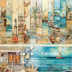 Beach House Scrapbook Paper Pad - 6x6 Sea Themed Travel & Vacation Scrapbooking Supplies Paper for DIY Decorative Background Cardmaking Art Journaling Planner Origami Crafts