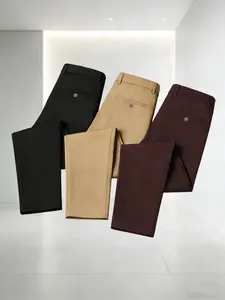 Three-Pack Men's Business Casual Pants, sleek straight-leg style. Wrinkle-resistant drapey fabric, easy-care and crease-free after long sits. three colors avaliable ,suitable for office commuting & daily casual wear