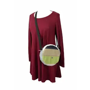 Cross-Body Style Zipper-Closure Web Strap Fabric Bag without Pockets