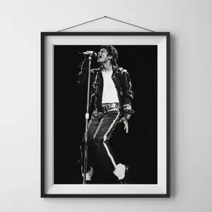[SALE UP TO 45%] Michael Jackson Live on Stage Poster – King of Pop Iconic Bad Tour Wall Art, Black and White Retro Music Print for Home Theater & Studios