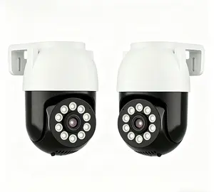 2-pack Outdoor And Indoor Waterproof Wireless 2K WiFi Security Camera IP66 Waterproof, 360° PTZ Rotation, Motion Detection Alarm, Two-Way Audio, Color Night Vision, 2.4G WiFi, Indoor/Outdoor Universal