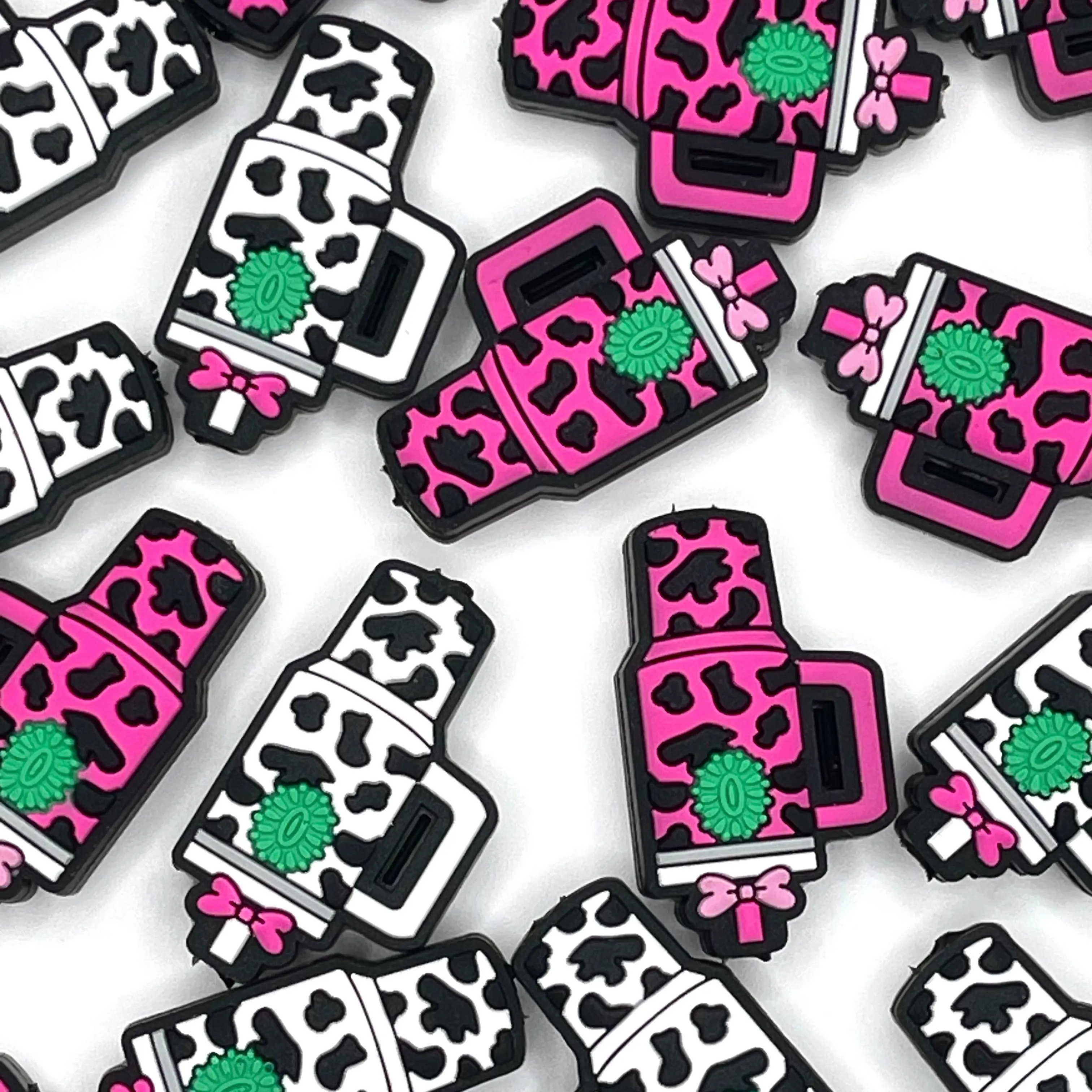 1pc Chug Life Silicone Focal Beads with Cow Prints for Crafting, Beading & Jewelry Making