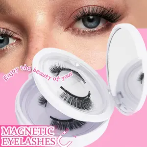 2 Pairs Reusable Magnetic Eyelashes with Lash Clips, Natural Long Crossed Magnetic Lashes, No Glue Needed, Easy Wear and Remove, Dense Style