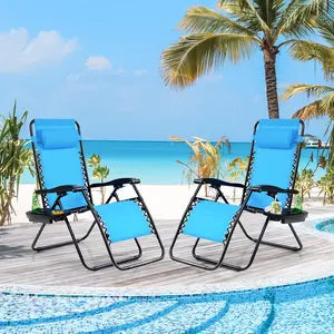 Vallmore Zero Gravity Chair, Folding Lounge Recliner with Cup Holder & Headrest, 160° Adjustable Reclining Chair, Supports 350 lbs