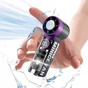 Portable Mini Pocket Ice Cooling Turbo Fan with 5 Adjustable Speeds (19900 RPM Assumed Unit), LED Light, Desktop Personal Cooler for Home Use