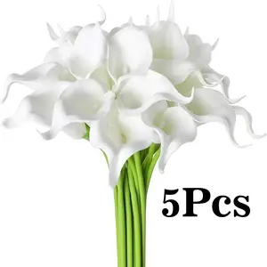 5pcs PU Calla Lilies, High-End Artificial Flowers, Artificial Calla Lily, Home Decoration, Flower Arrangement, Wedding Photography Props, Wholesale