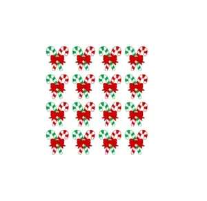 Red and Green Christmas Water Slide Nail Decals with Festive Candy Cane and Bow Designs for Holiday Decor