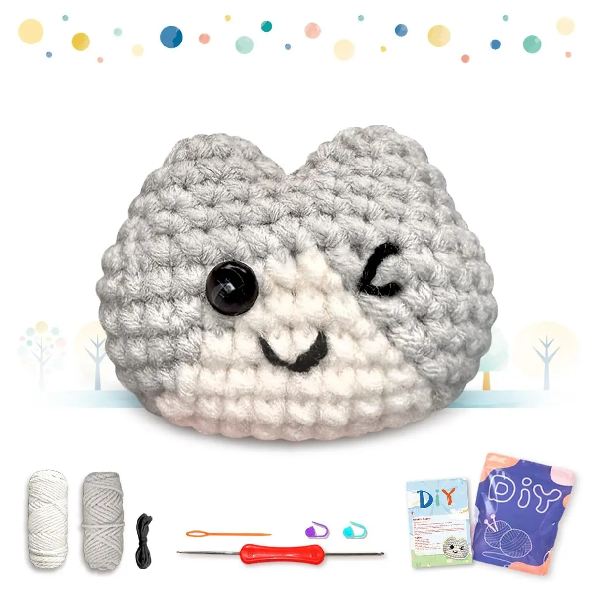Cute Cat Crochet Kit, Crochet Starter Kit for Beginners, DIY Crochet Kit with Step-by-step Video Tutorial, Woven Craft and Gift-giving Essentials