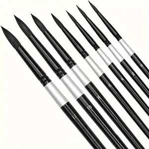 7Pcs round watercolor brush, natural squirrel hair premium artist brush set, suitable for watercolor, acrylic, ink, gouache and egg color, makeup brush, professional artist brush brush brush.