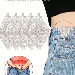 Hand-Sewn Elastic Waist Extender, Adjustable & Washable, Ideal for Larger Waists, Exquisite Embroidery, Maternity & Casual Trousers