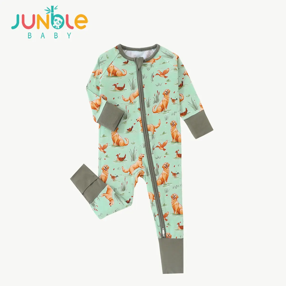 JUNBLEBABY Little Sleepies Pajamas for Baby Boys & Girls, Viscose from Bamboo Baby Pajamas, Sleepers, 2-Way Zipper PJs, Baby Clothing, Long Sleeve