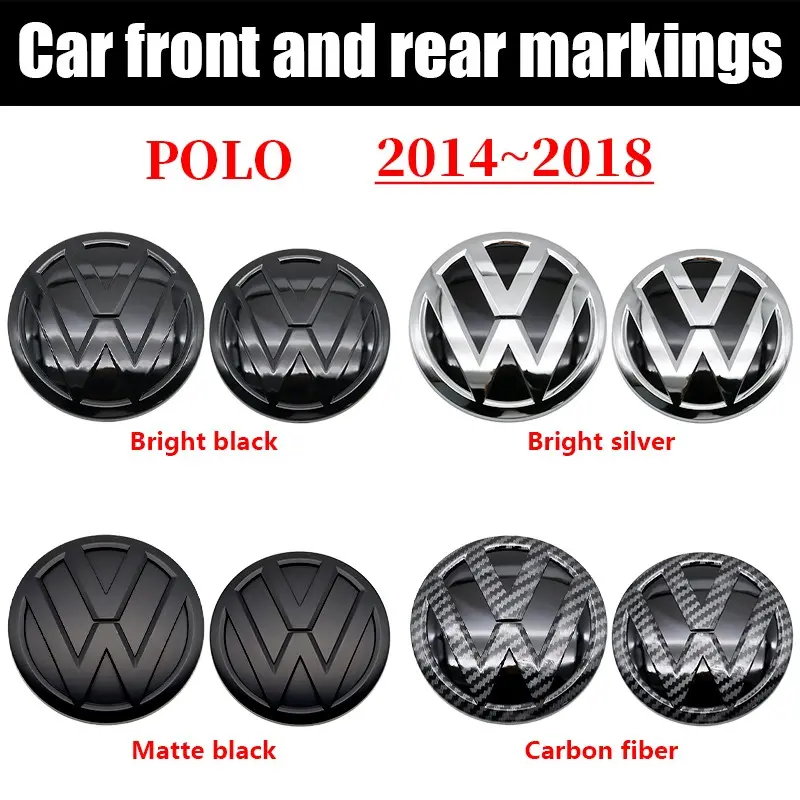 Volkswagen Polo Front & Rear Emblem Badge Set | Bright Black / Matte Black / Silver / Carbon Fiber for Polo 2014–2018