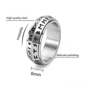 Retro Nordic Viking Rune Rune Titanium Steel Rotating Ring Neutral Style Men's Personalized Ring