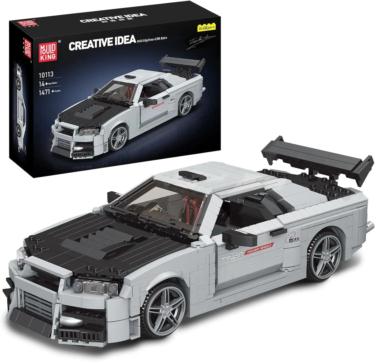 Mould King 10113 JDM Brick Building Block Set, 1471-Piece ABS Plastic Classic Sports MOC Model with Functional Parts for Car Enthusiasts (Kids & Adults), Building Block Sets