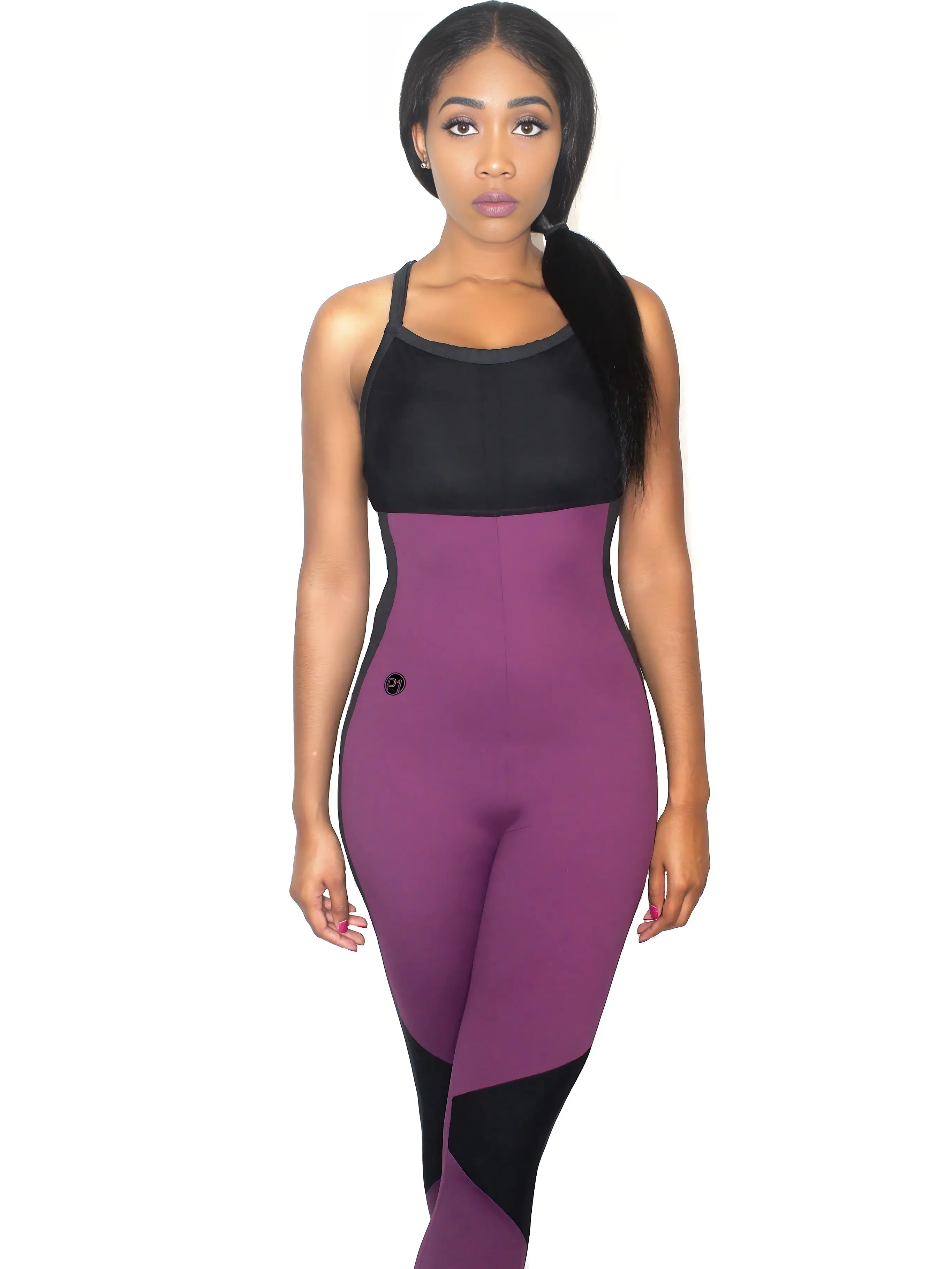 Plum and Black Racer Back Bodysuit