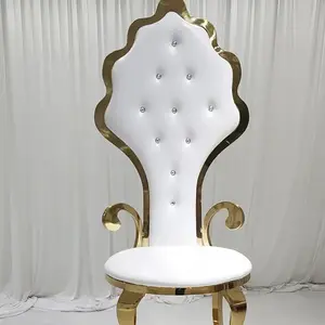 Royal Stainless Steel High Leaf Back King Throne Banquet Wedding Chair