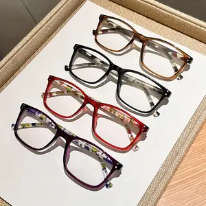 4-piece vintage style unisex reading glasses - Blue light blocking, embossed process for computer reading Reading Eyeglasses