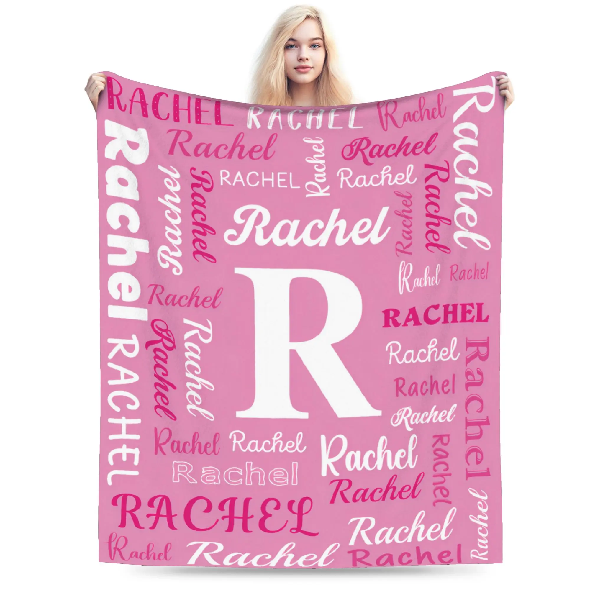 Custom Name Throw Blanket, Personalized Blanket with Customized Name, Soft Flannel Blanket for Kids Adults Boys Girls Teens, Custom Gifts for Christmas Birthday