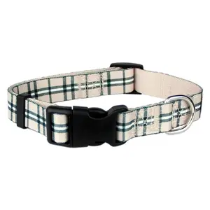 Parisian Pet 'Scottish Plaid' Collar, for Dogs & Cats, Adjustable Pet Collar, Stylish Plaid Dog Collar Khaki