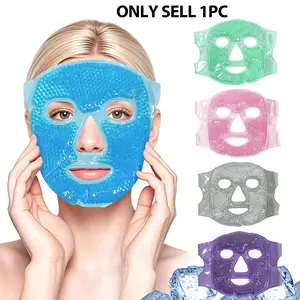 1pc Full Face Gel Bead Facial Mask, Full Face Coverage, Dual Use Hot Cold Compress Mask with Adjustable Strap for Home Use and SPA Relaxation, Cooling Ice Mask for Face and Eyes, Full Face Cooling and Hot Mask for Skin Comfort