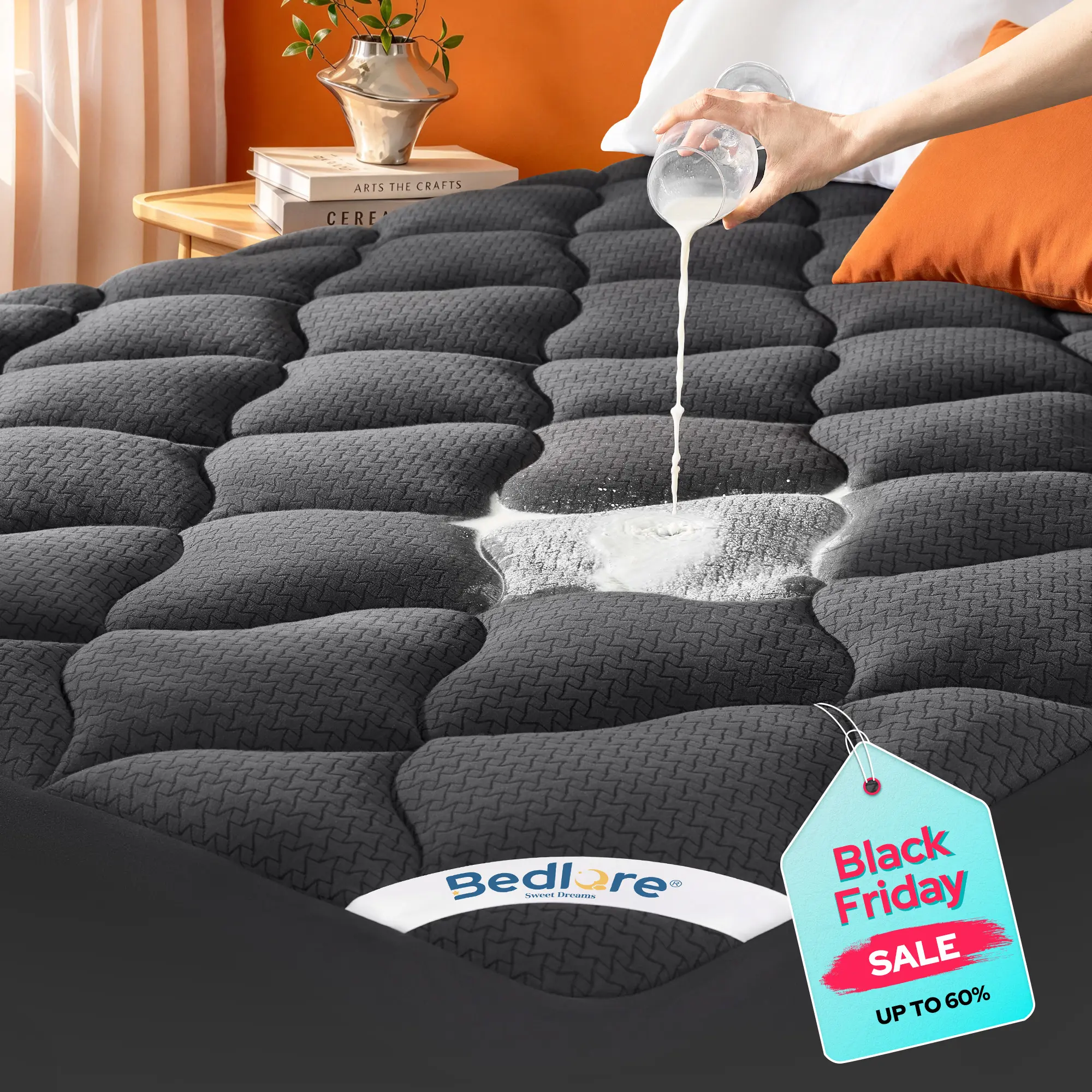 【BEDLORE】 Waterproof Quilted Mattress Protector - Breathable, Cooling, Wrinkle-Resistant, Durable, Noiseless, Pressure-Relieving, Machine Washable Bedding with 6-18 in Deep Pocket for All Sizes (Queen, California King, Twin XL) Home Use,familyfun