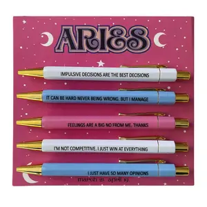 12 Constellation Theme Gel Pen Set, 5 Counts/set Press Type Black Ink Gel Pen Set, Stationery Supplies for Office School Students, Unique Pens, Writing Pens