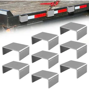 8 count Heavy Duty Weld On Trailer Stake Pockets |  Steel Weld-On Design for 2'' x 4''  Stakes | Stake Pocket Anchors for Flatbed  and